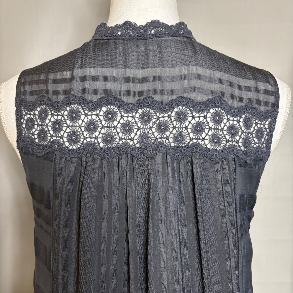 Rebecca Taylor Silk Mini Dress Gray Lace Whimsigoth Boho Shift Dress Sz 4 - Picture 7 of 9